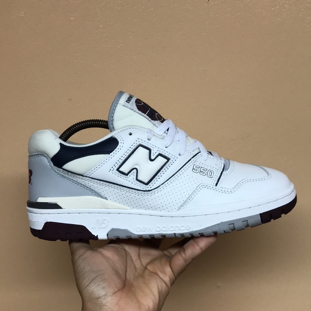 New Balance 550 White Natural Indigo Burgundy - Picture 4 of 17
